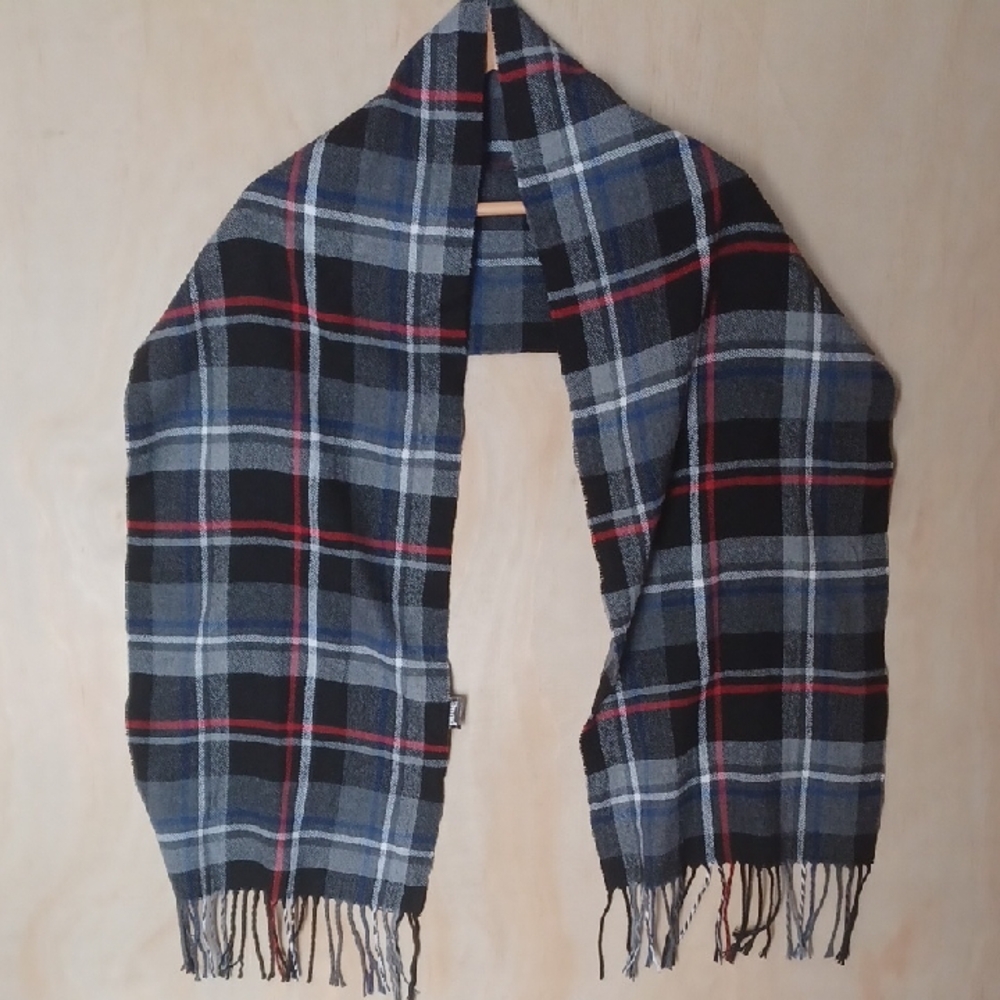 Pugs Plaid Scarf With Fringe